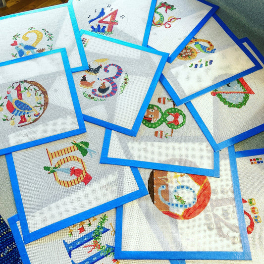 Day 12 - Twelve Drummers Drumming - 12 Days of Christmas Needlepoint Canvas Series