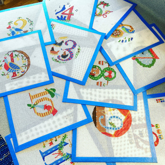 Day 5 - Five Gold Rings - 12 Days of Christmas Needlepoint Canvas Series