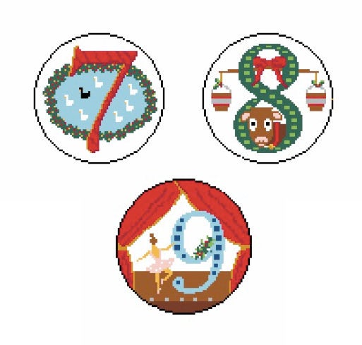 Day 8 - Eight Maids Milking - 12 Days of Christmas Needlepoint Canvas Series