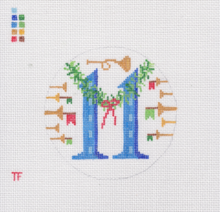 Day 11 - Eleven Pipers Piping -  12 Days of Christmas Needlepoint Canvas Series
