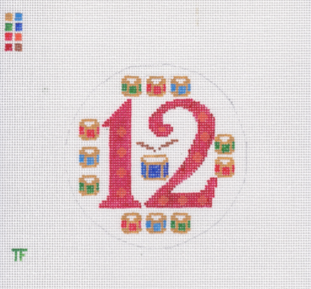 Day 12 - Twelve Drummers Drumming -  12 Days of Christmas Needlepoint Canvas Series