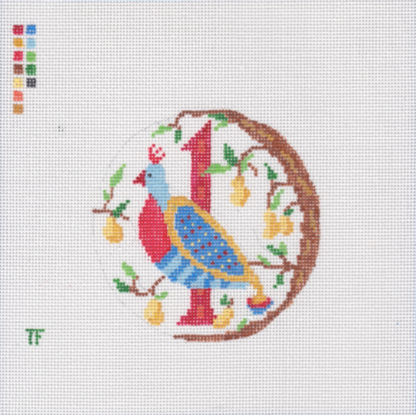 Day 1 - Partridge in a Pear Tree -  12 Days of Christmas Needlepoint Canvas Series