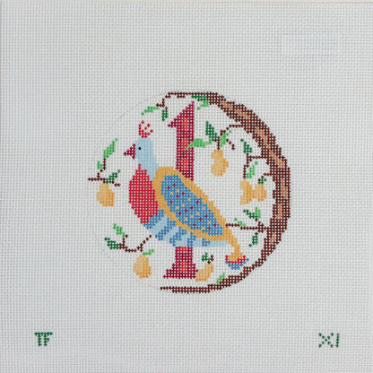 Day 1 - Partridge in a Pear Tree -  12 Days of Christmas Needlepoint Canvas Series