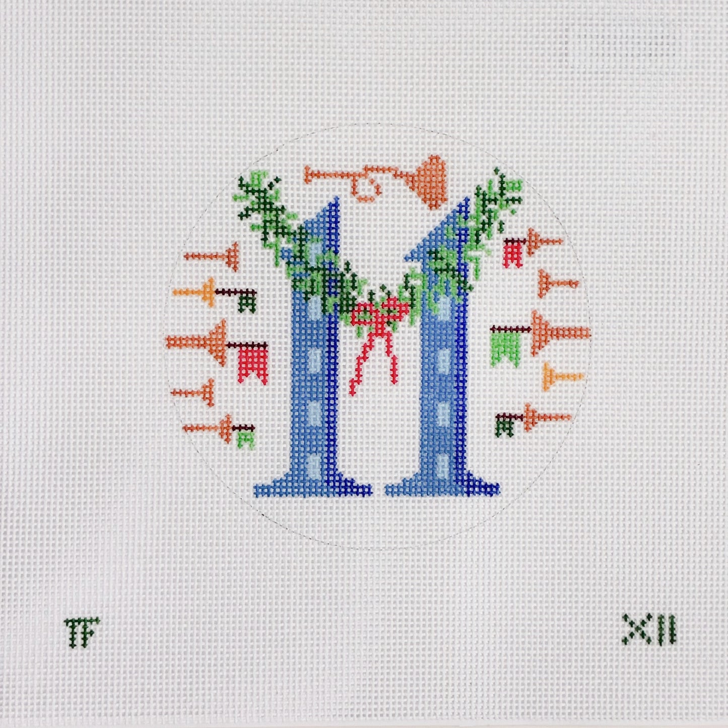 Day 11 - Eleven Pipers Piping -  12 Days of Christmas Needlepoint Canvas Series