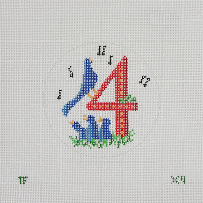 Day 4 - Four Colly Birds -  12 Days of Christmas Needlepoint Canvas Series