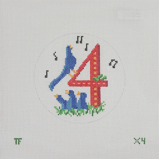 Day 4 - Four Colly Birds -  12 Days of Christmas Needlepoint Canvas Series