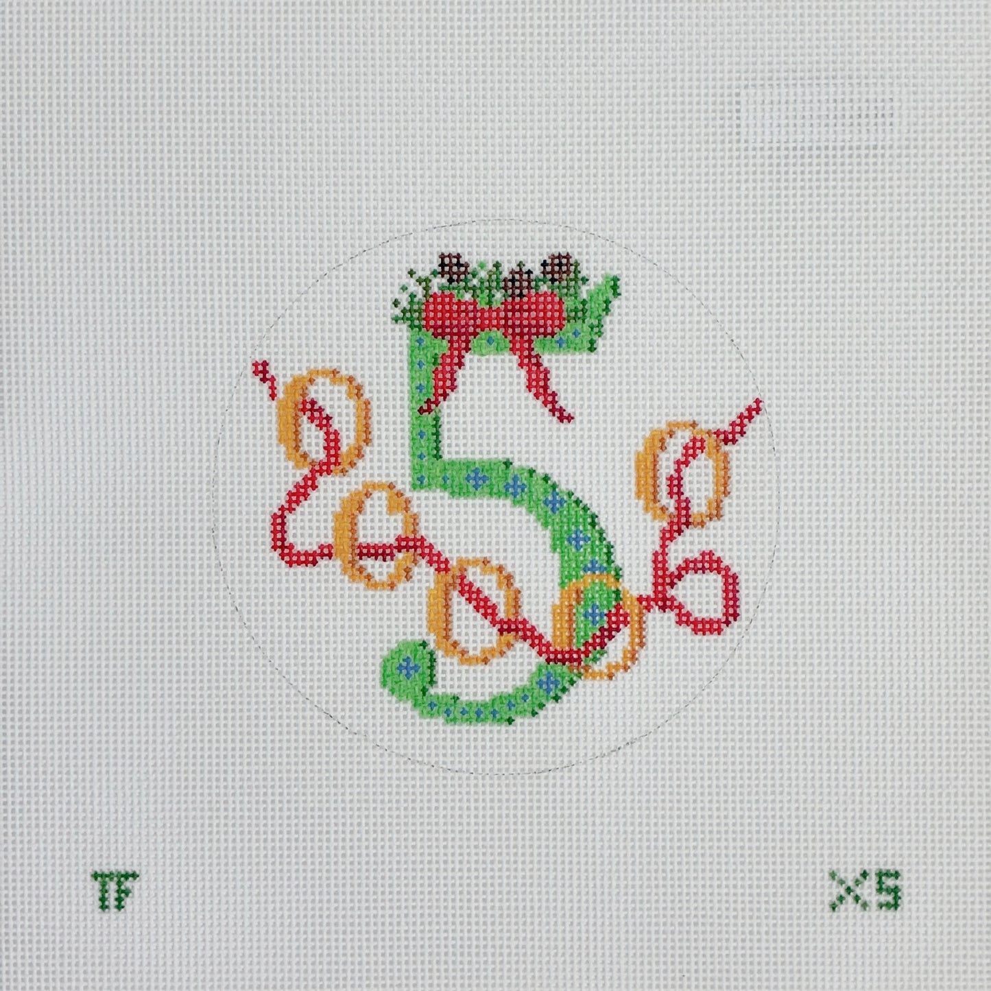Day 5 - Five Gold Rings -  12 Days of Christmas Needlepoint Canvas Series