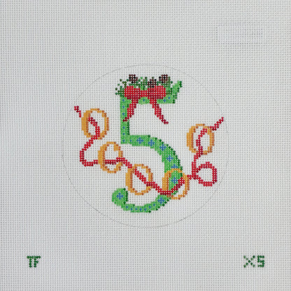 Day 5 - Five Gold Rings -  12 Days of Christmas Needlepoint Canvas Series