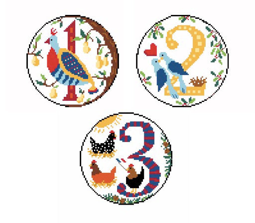 Day 2 - Two Turtledoves -  12 Days of Christmas Needlepoint Canvas Series