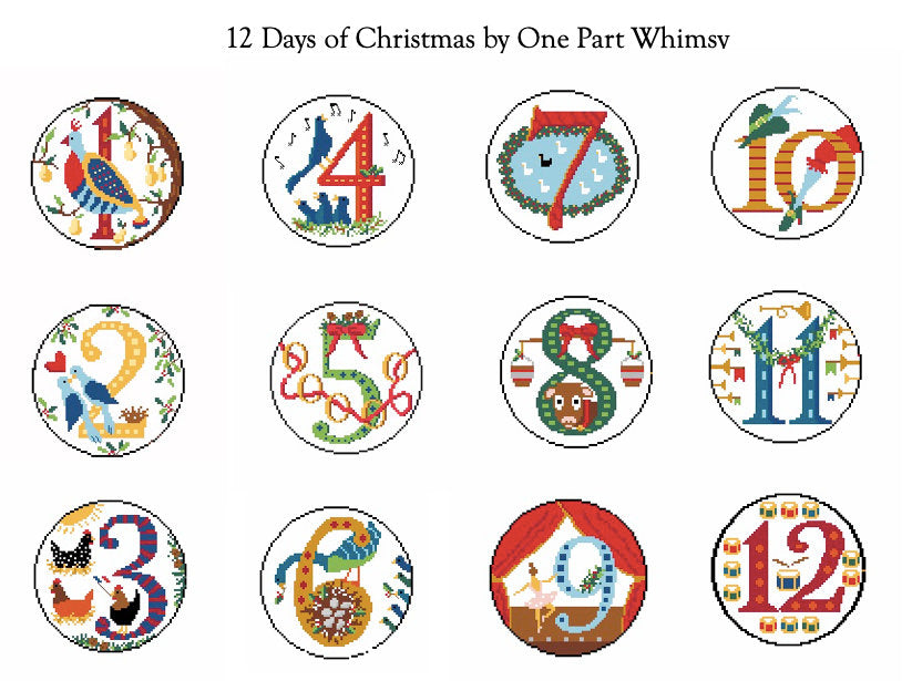 Day 4 - Four Colly Birds -  12 Days of Christmas Needlepoint Canvas Series