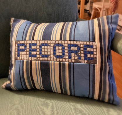 Houston Blue Tile - Custom Needlepoint sign